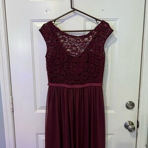 David’s Bridal Lace Burgundy Dress